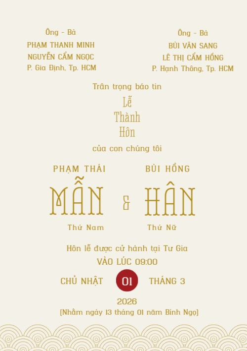 Thiệp cưới Trăm năm