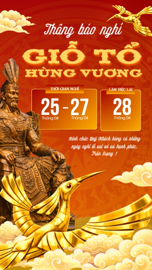 Lịch nghỉ lễ Giỗ Tổ Hùng Vương