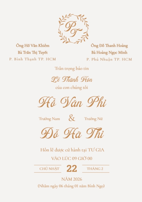 Thiệp cưới kim duyên