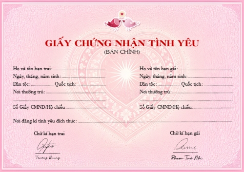 Giấy chứng nhận tình yêu
