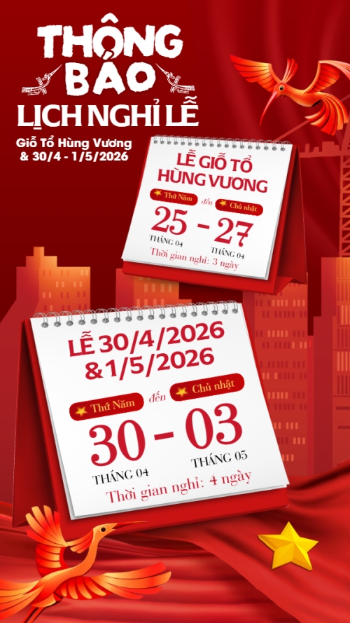 Lịch nghỉ lễ Giỗ Tổ và 30/4-1/5