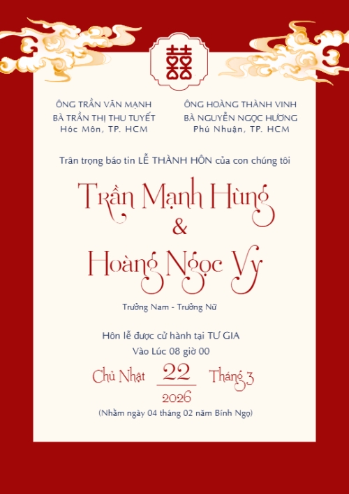 Thiệp cưới Song vân