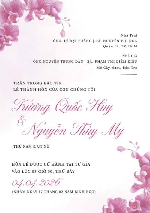 Thiệp cưới Hương lan