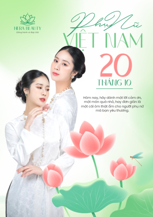 20/10, Ngày phụ nữ Việt Nam, Vietnamese Women's Day, phụ nữ, sự kiện, event, thông báo, chúc mừng, mỹ phẩm, làm đẹp, beauty, hiện đại, modern, hoa lá