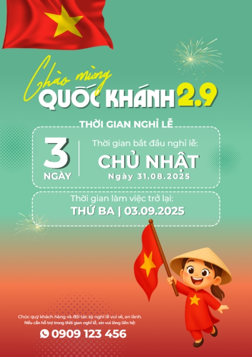2/9, Quốc Khánh, lễ hội, thông báo, lịch nghỉ, Việt Nam, sự kiện, dễ thương, cute, chibi, hoạt hình, cartoon