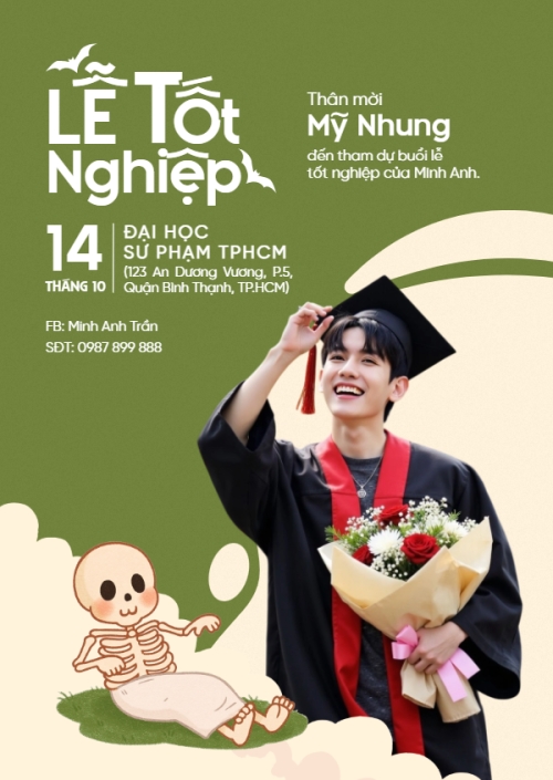 Tốt nghiệp, thư mời, sinh viên, student, education, halloween, lễ hội, festival, chibi, hoạt hình, cute, dễ thương