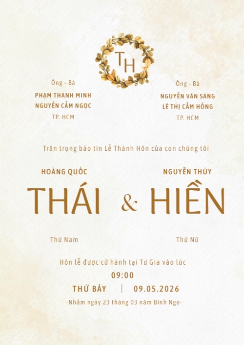 Thiệp cưới Nắng hạ