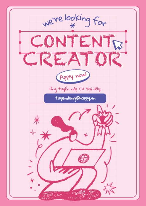 Content creator, nhà sáng tạo nội dung, tuyển dụng, văn phòng, office, dễ thương, cute, đơn giản, simple