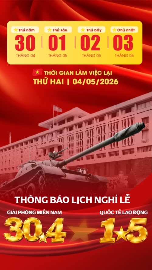 Lịch nghỉ lễ 30/4-1/5