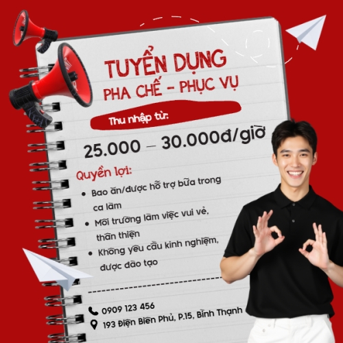 Phục vụ, tuyển dụng, nước uống, juice, giải khát, F&B, drink, hiện đại, modern
