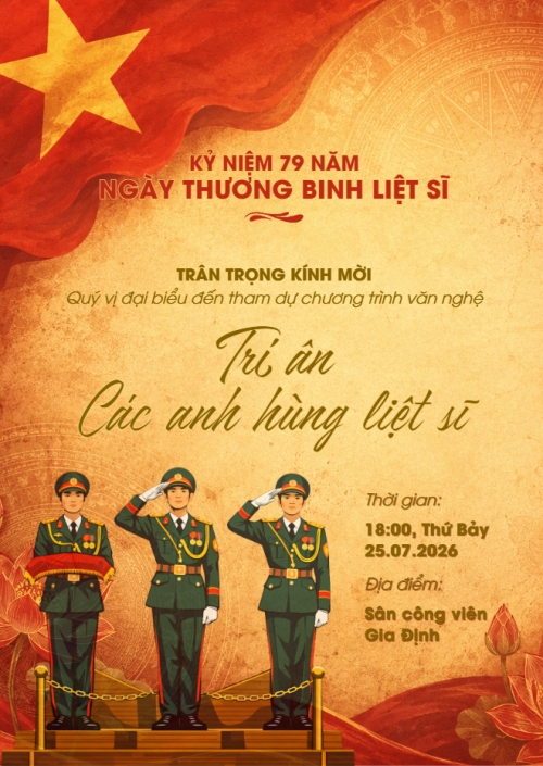 Thư mời tri ân các anh hùng liệt sĩ