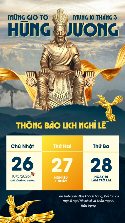 Lịch nghỉ lễ Giỗ Tổ Hùng Vương