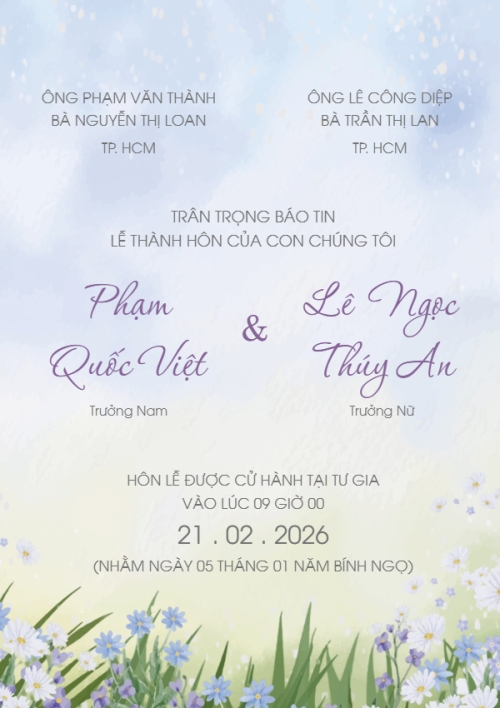 Thiệp Cưới Lãng Mạng