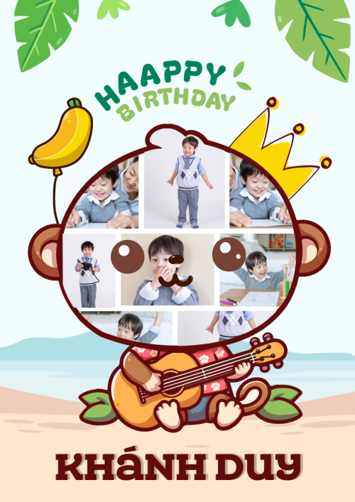 Dễ thương, cute, em bé, sinh nhật, birthday, con khỉ, monkey, baby, kids, tuổi thân