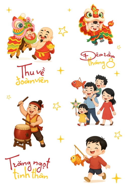 Trung thu, Tết Đoàn Viên, mid-autumn festival, sự kiện, event, dễ thương, cute, chibi, hoạt hình, cartoon