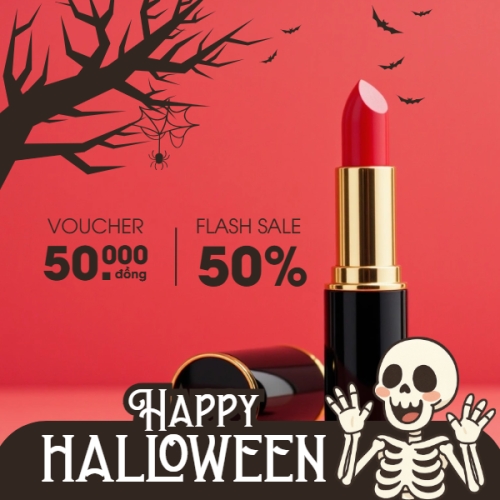 Halloween, lễ hội ma quái, son, mỹ phẩm, cosmetic, sự kiện, event, dễ thương, cute, chibi, hoạt hình, cartoon
