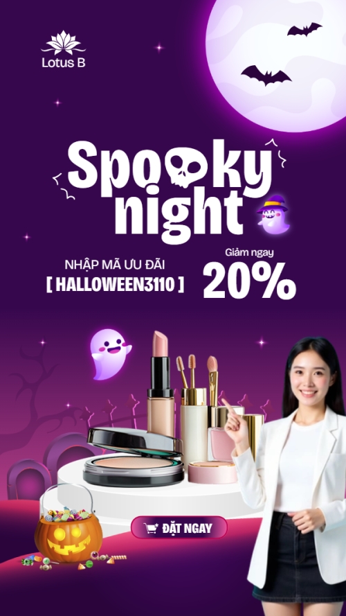 Halloween, lễ hội ma quái, thẩm mỹ, cosmetic, beauty, làm đẹp, sự kiện, event, dễ thương, cute, chibi, hoạt hình, cartoon