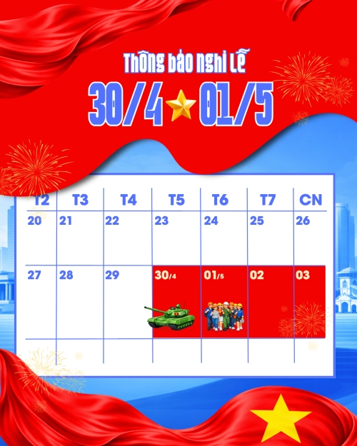 Lịch nghỉ lễ 30/4-1/5