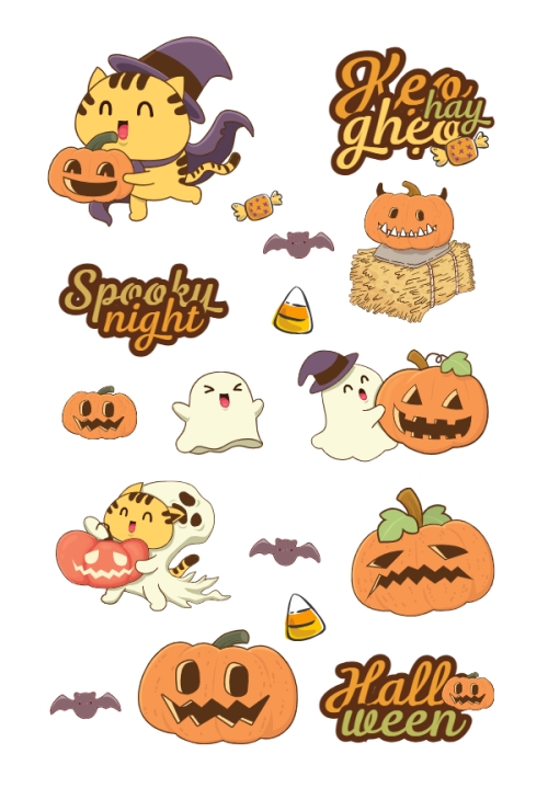 Halloween, lễ hội ma quái, sự kiện, event, dễ thương, cute, chibi, hoạt hình, cartoon
