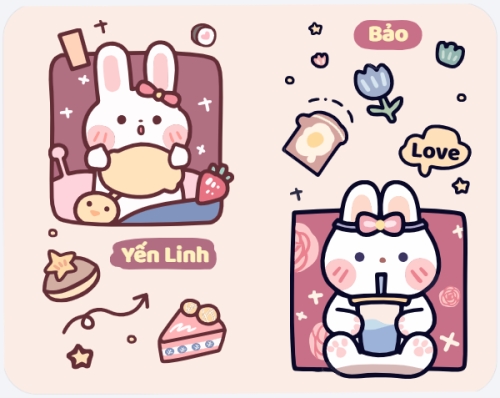 Cặp đôi, couple, tình yêu, love, thỏ, bunny, cartoon, hoạt hình, dễ thương, cute