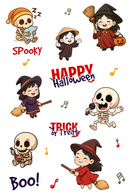 Halloween, lễ hội ma quái, sự kiện, event, dễ thương, cute, chibi, hoạt hình, cartoon