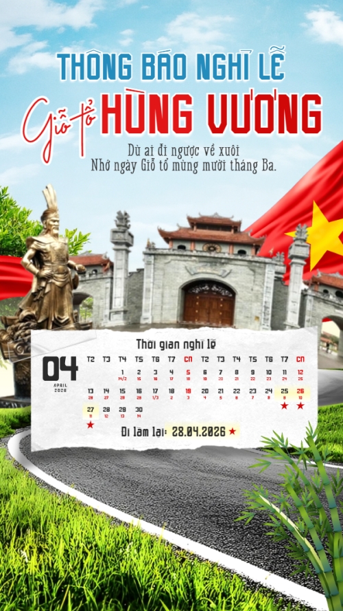 Thông báo nghỉ lễ Giỗ tổ Hùng Vương 2026