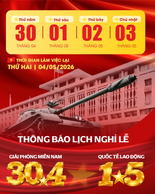 Lịch nghỉ lễ 30/4-1/5