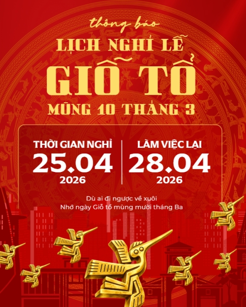 Lịch nghỉ lễ Giỗ Tổ Hùng Vương