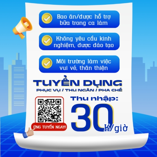 Phục vụ, tuyển dụng, nước uống, juice, giải khát, F&B, drink, hiện đại, modern