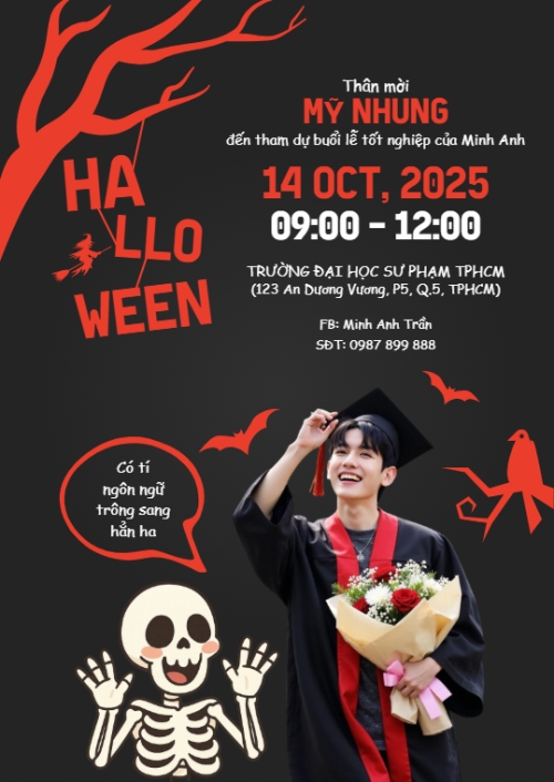 Halloween, tốt nghiệp, graduate, lễ hội ma quái, sự kiện, event, dễ thương, cute, chibi, hoạt hình, cartoon