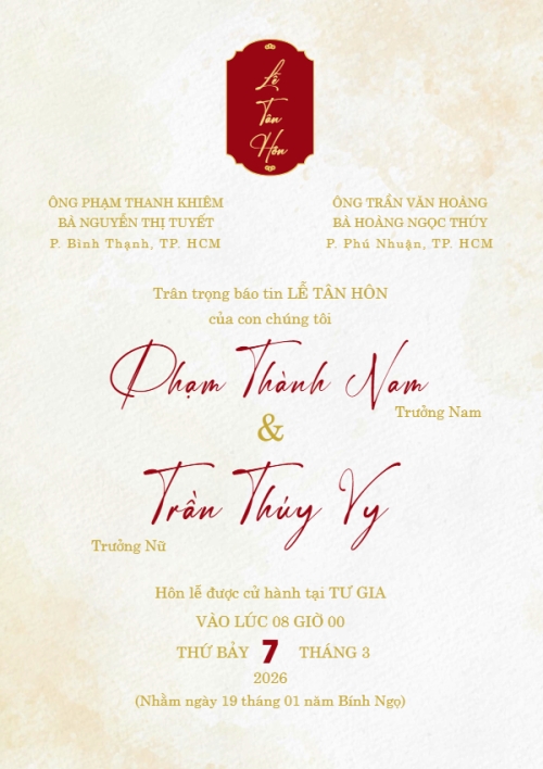 Thiệp cưới Gia hỷ
