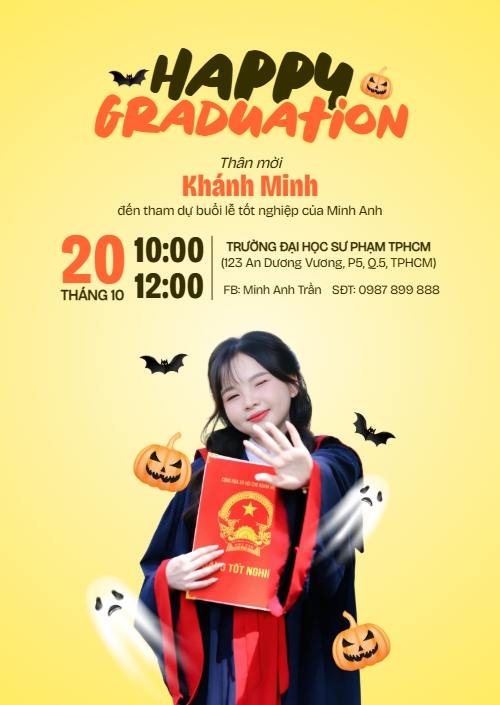 Halloween, tốt nghiệp, graduate, lễ hội ma quái, sự kiện, event, dễ thương, cute, chibi, hoạt hình, cartoon