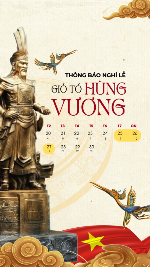 Lịch nghỉ lễ giỗ tổ Hùng Vương