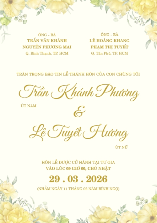 Thiệp cưới Vườn nắng