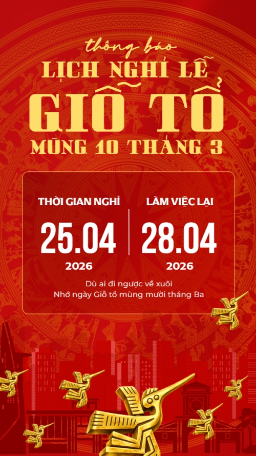 Lịch nghỉ lễ Giỗ Tổ Hùng Vương