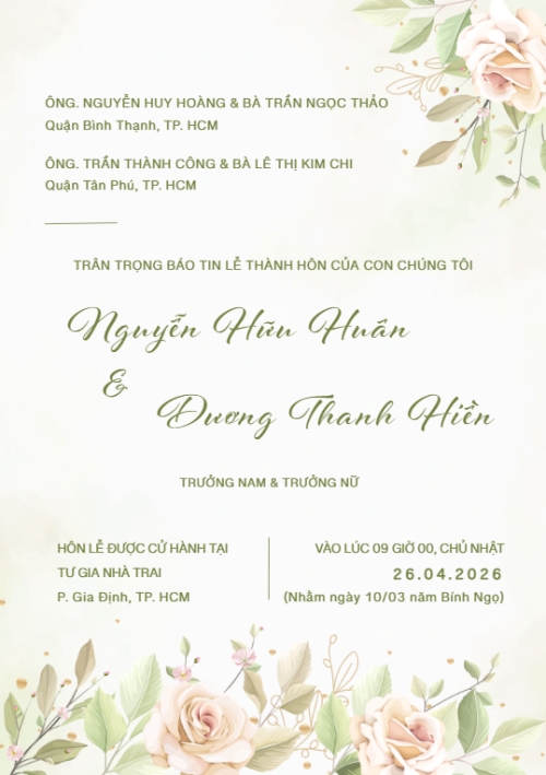 Thiệp cưới Vườn hoa xuân