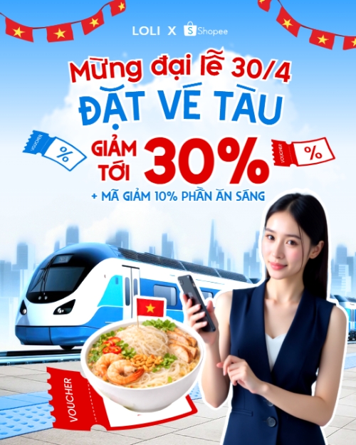 Mừng đại lễ 30/4 đặt vé tàu giảm tới 30%