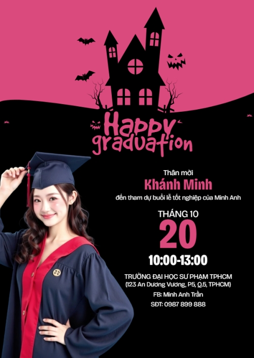 Halloween, tốt nghiệp, graduate, lễ hội ma quái, sự kiện, event, đơn giản, simple, hiện đại, modern
