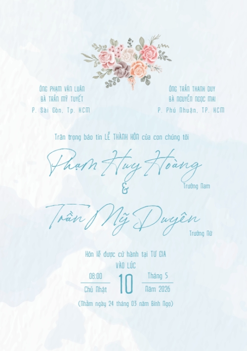Thiệp cưới Hoa của biển