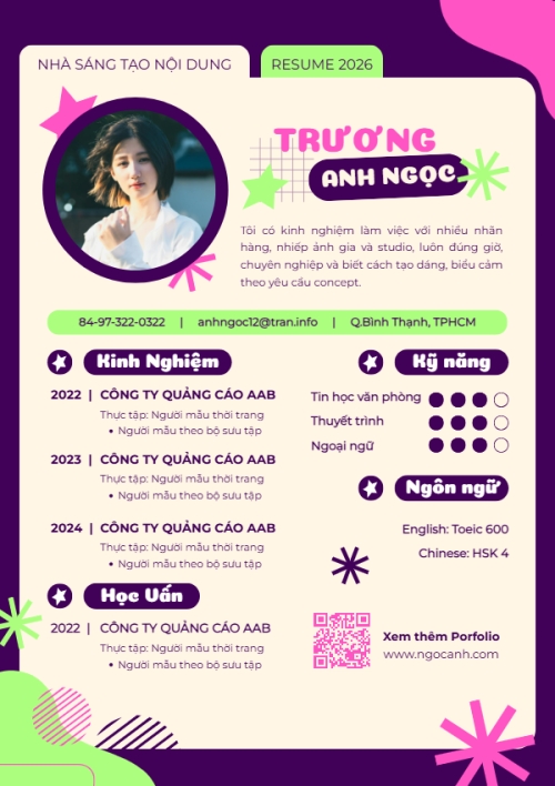 Hồ sơ xin việc Nhà sáng tạo nội dung