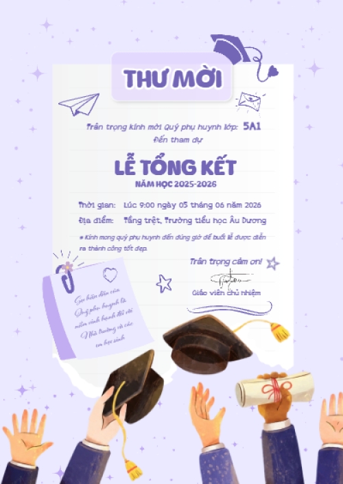 Thư mời lễ tổng kết