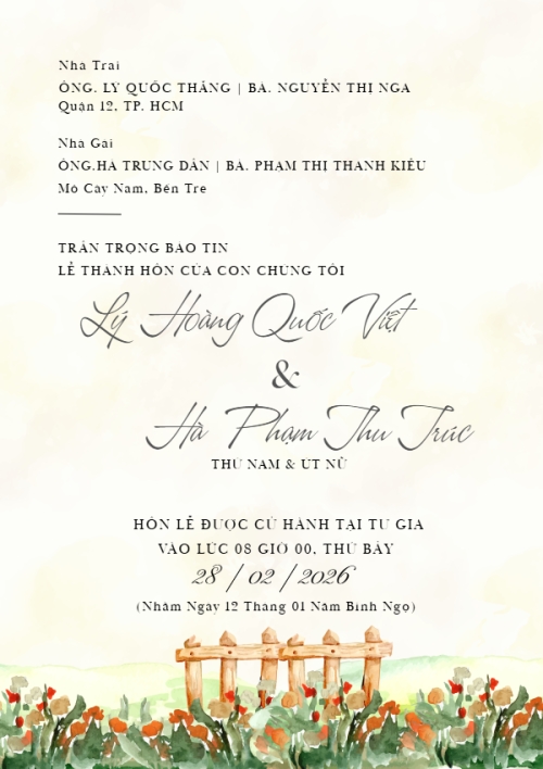 Thiệp cưới Chiều hạ
