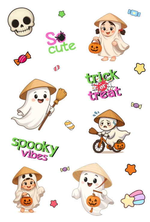 Halloween, lễ hội ma quái, sự kiện, event, dễ thương, cute, chibi, hoạt hình, cartoon