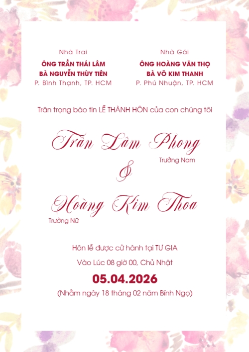 Thiệp cưới Vườn hạnh phúc