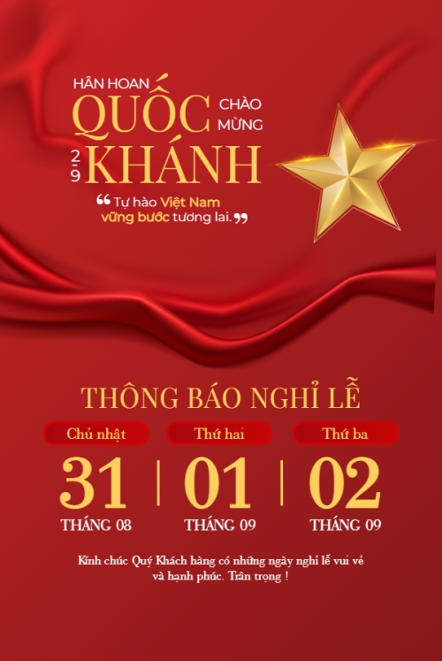 2/9, Quốc Khánh, lễ hội, thông báo, lịch nghỉ, Việt Nam, sự kiện, event, hiện đại, modern