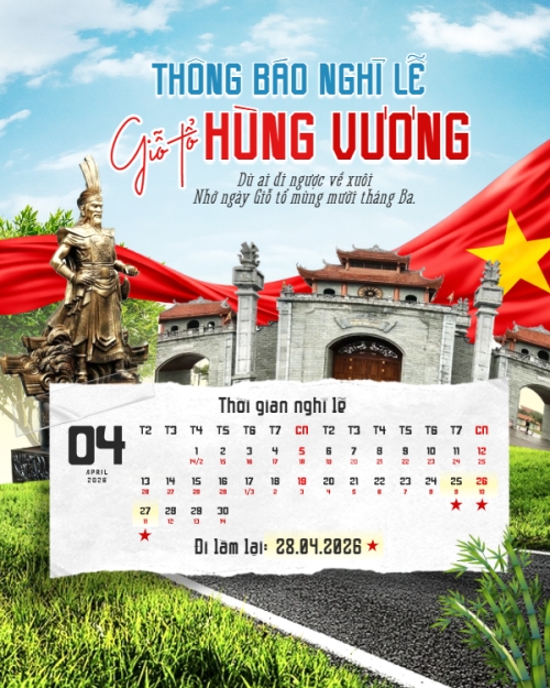 Thông báo nghỉ lễ Giỗ tổ Hùng Vương 2026