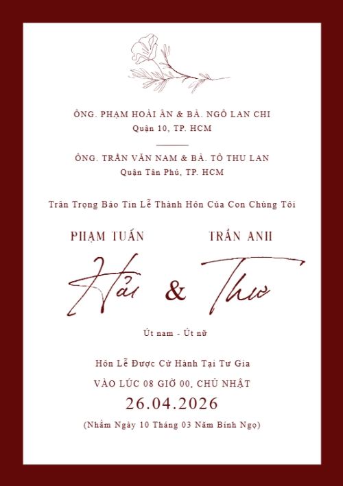 Thiệp cưới Red Vows