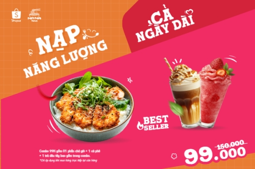 Cơm, cà phê, nước uống, đồ ăn, food, thực phẩm, ẩm thực, món ăn, F&B, nhà hàng, thức ăn, dễ thương, hiện đại