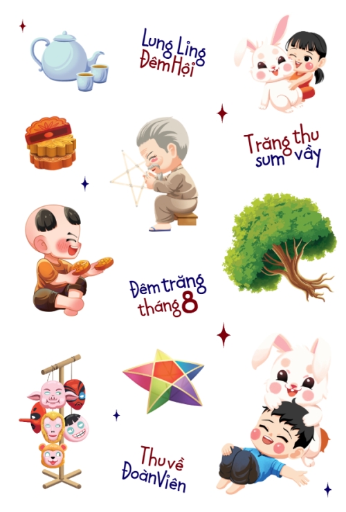 Trung thu, Tết Đoàn Viên, mid-autumn festival, sự kiện, event, dễ thương, cute, chibi, hoạt hình, cartoon