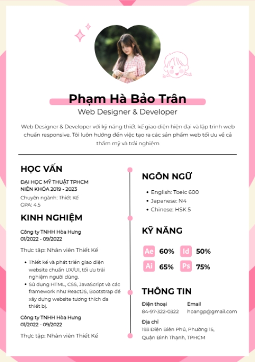 Web designer, developer, UX/UI, dễ thương, cute, đơn giản
